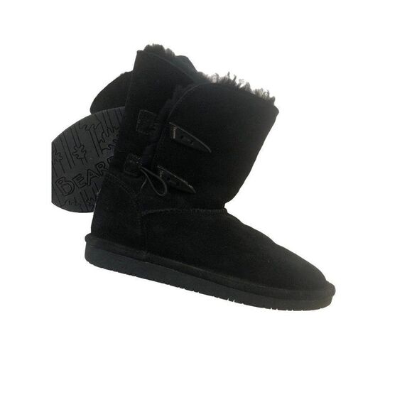 BearPaw Womans Snow Boot 682W Shuede Sheepskin Wool 9” tall Size 6 - Picture 3 of 8